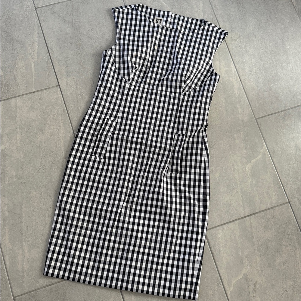 Anne Klein Monochrome Checkered Shift Dress 4